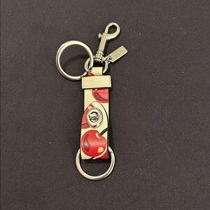 Coach Cherry Print Keychain with Silver Hardware